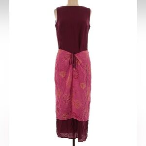 Amanda Uprichard Burgundy and Pink 100% silk Dress